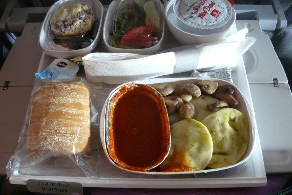 vegan food on a plane