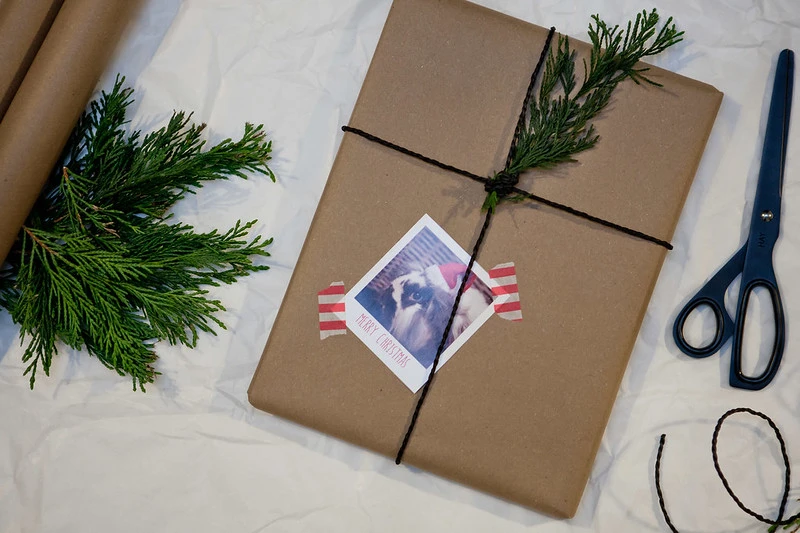 Twigs and pine cones on gifts