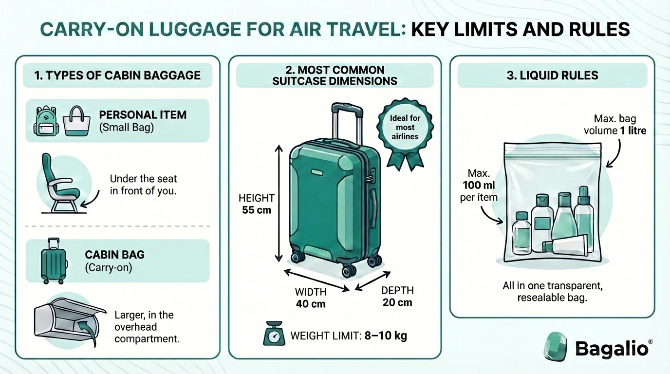 INFOGRAPHIC: Carry-on luggage for air travel: key limits and rules