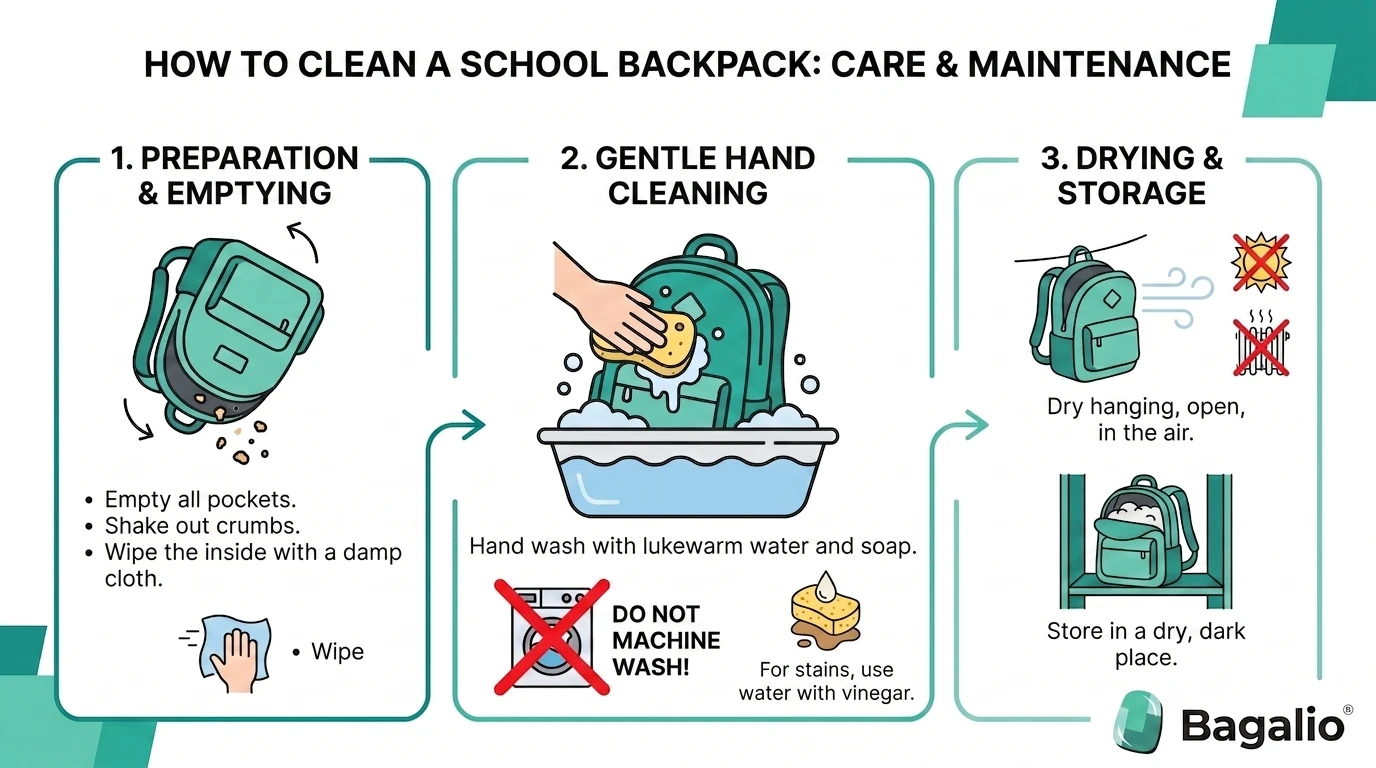 Infographic: how to clean and care for a school satchel
