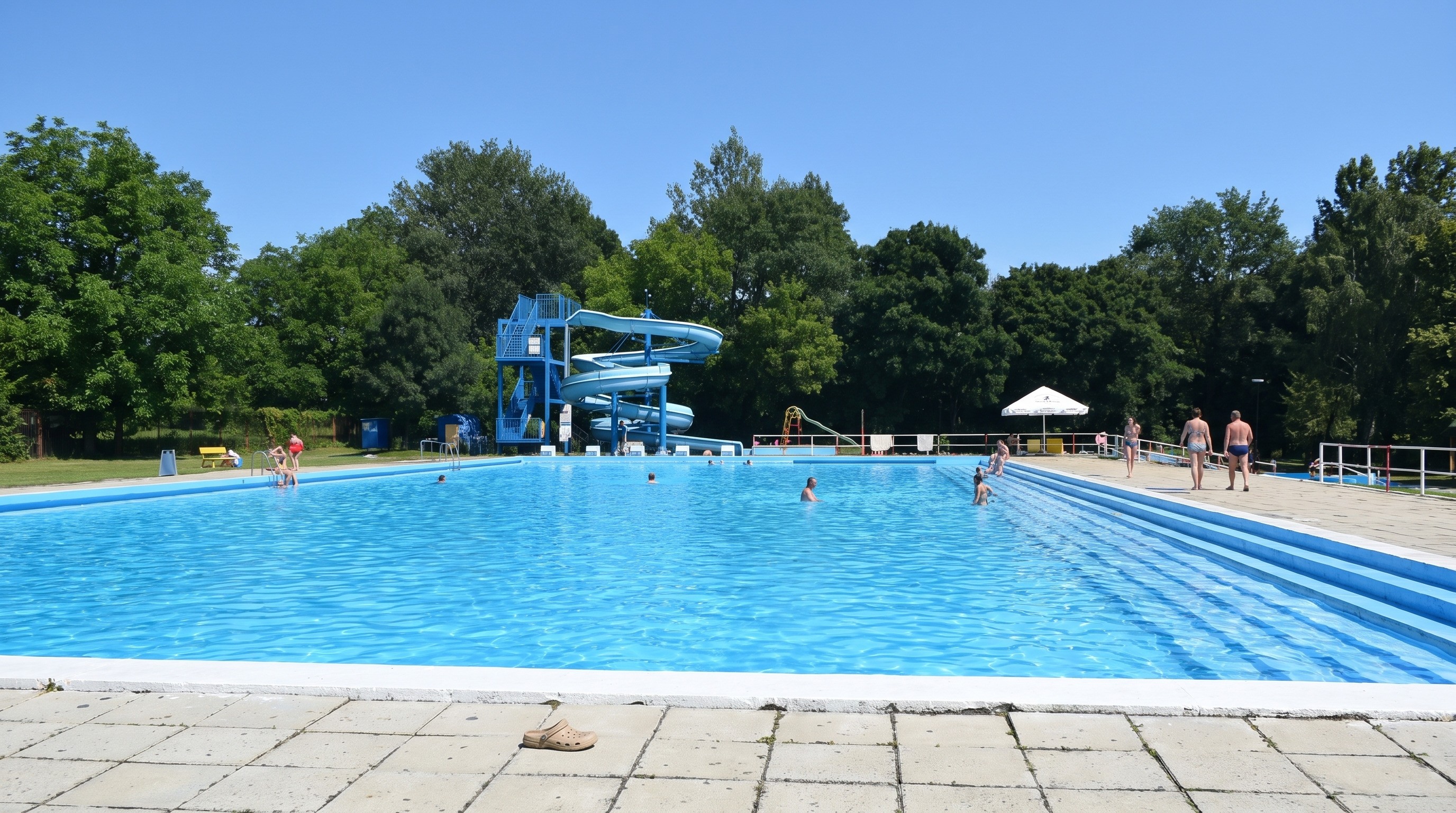 Swimming pool with a slide at Camp Strážnice