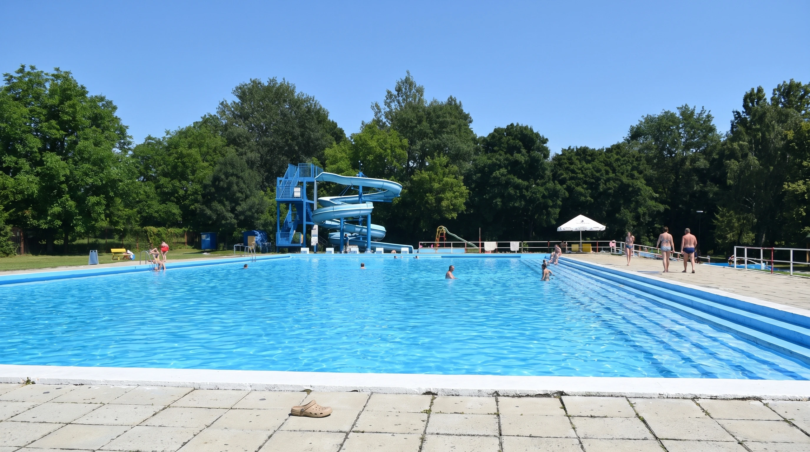 Swimming pool with a slide at Camp Strážnice